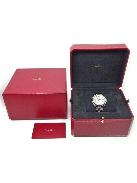 Cartier Watch Cles Silver Guilloche Dial Roman Index Date Back Slotted SS main image 4